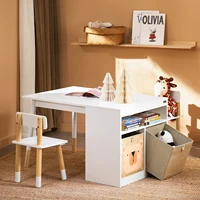 SoBuy KMB113-W table pour enfants avec 2 chaises groupe de sièges pour enfants avec table de jeu de rangement table d'activité multifonctionnelle pour enfants 1