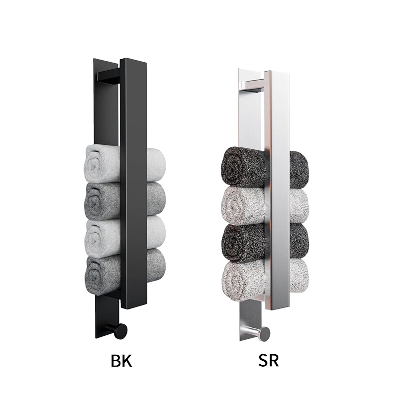 Towel Rack Black Towel Bar Bathroom Towel Rack Hook Space Aluminum Two Way Install Kitchen Storage Holder