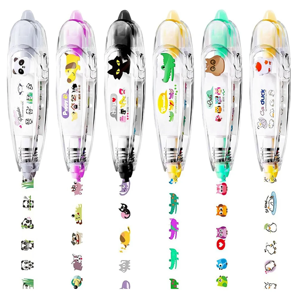 

6Pcs DIY Lace Correction Decoration Tape Pen, Cute Erasers Magic Pens, Press Type Decorative Pen Diary Decor Tape Pens