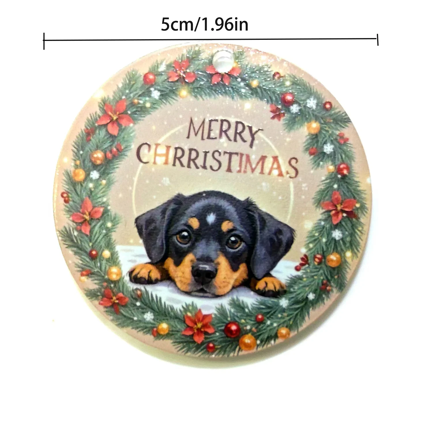 2PCS Transparent Acrylic Pet Collar Photo Tag Customization, Pet Commemorative Tag Keychain Christmas Pattern Customization
