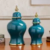 Ceramic General Jar Marbling Ginger Jar Flower Vase Storage Tank with Lid Desktop Porcelain Handicraft Ornaments Home Decoration 3