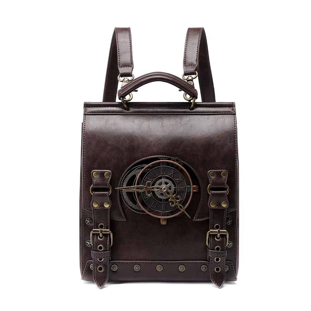 

Retro Steampunk Backpack Vintage Industrial Style Gothic Medieval Women Leather Vikings Laptop Bag Satchel Pirate Briefcase