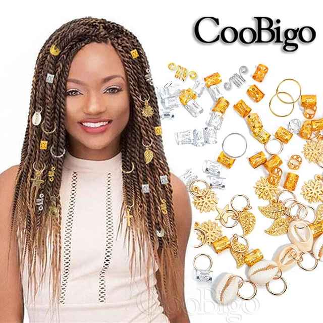 60-120pcs Dreadlocks Beads Metal Golden And Silver Hair Rings