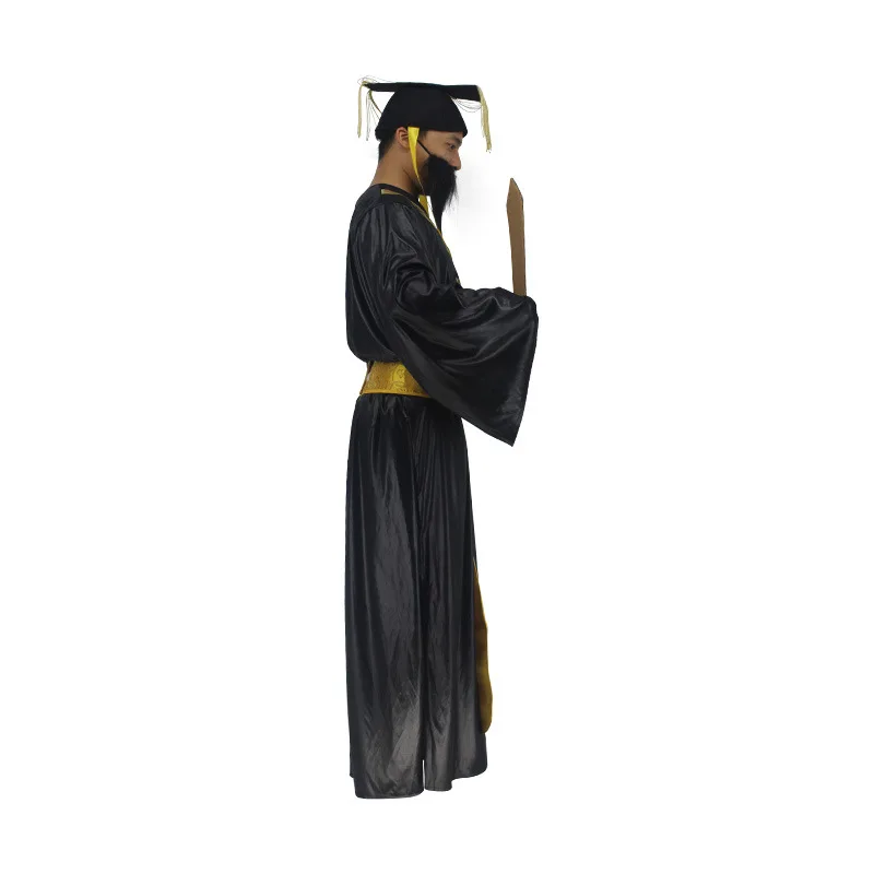 Funny Hell Performance Props Yama Judge Costume Robe Headdress Belt 3pcs Party Halloween Costumes Fit H165-185cm