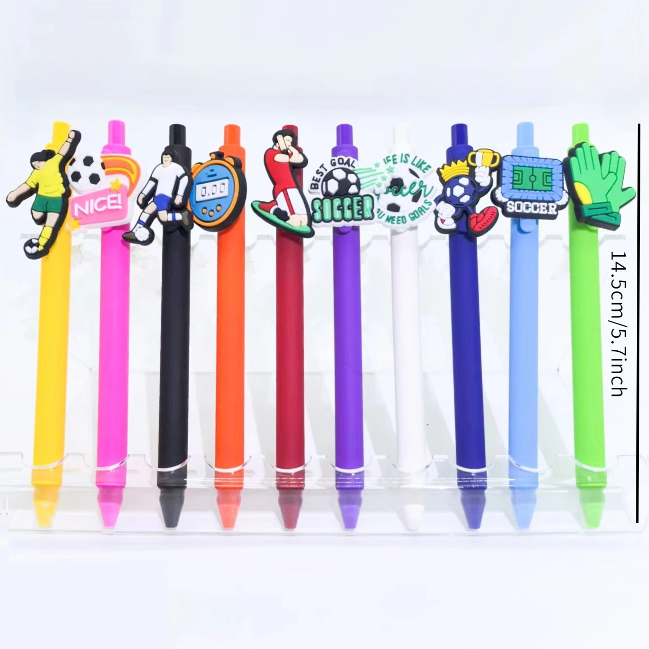 10PCS football soft patch neutral pen, sports series patch pen, creative stationery gift ballpoint pen, random style 4