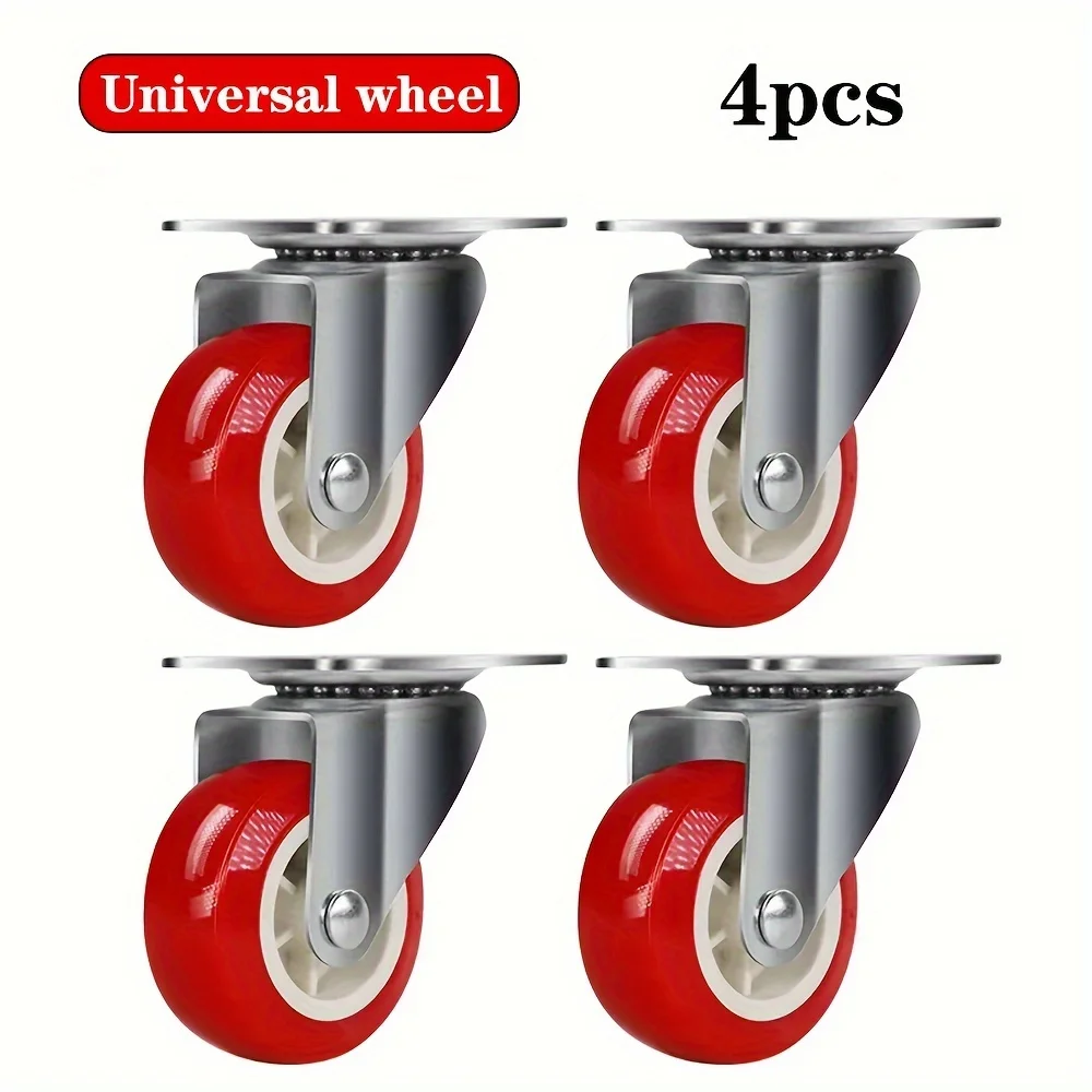 4-Pack PVC 1.97 "Heavy duty universal and directional casters, quiet red rotating wheels, trolley furniture items trolley 6