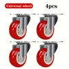 4-Pack PVC 1.97 "Heavy duty universal and directional casters, quiet red rotating wheels, trolley furniture items trolley 6