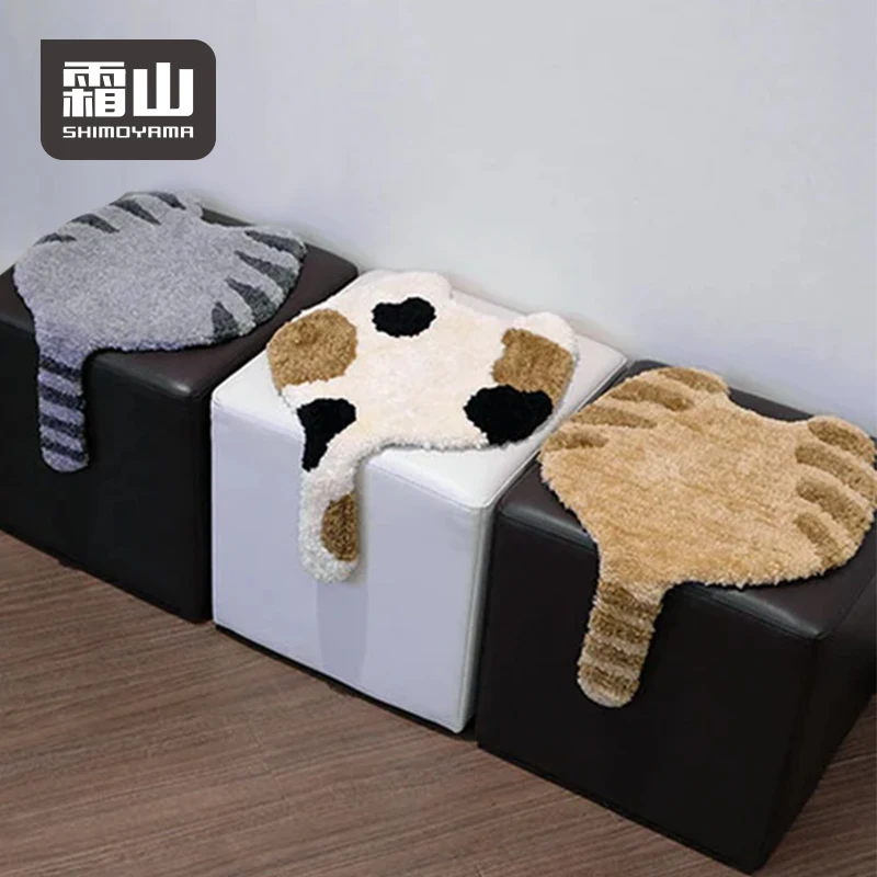 SHIMOYAMA Seat Cover Fluffy Square seat Cushion Cute Cat Design Soft Wool Seat Cushion for Chairs Stools Chair Pad Round 5