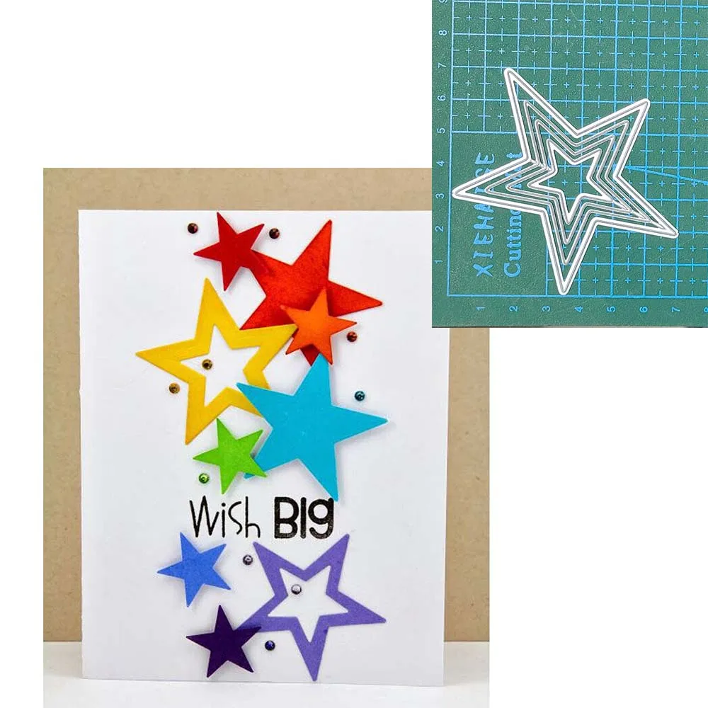 

Металлические штампы с пятиконечными звездами, резак, дырокол, форма для скрапбукинга, тиснение, рукоделие «сделай сам»