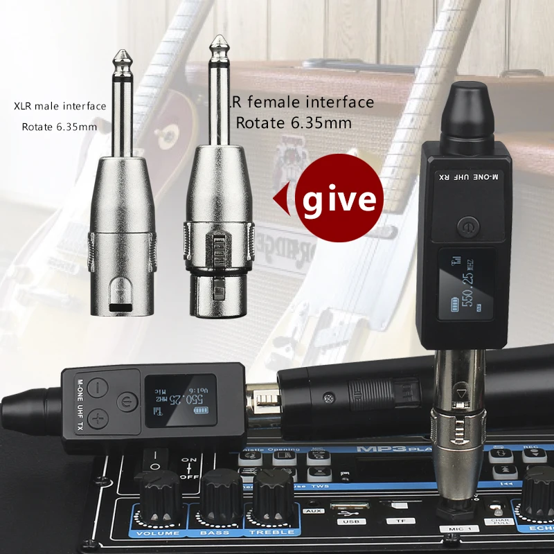 UHF Wireless Converter XLR Dynamic Mic Adapter Rechargeable Battery M-ONE UHF RX/TX Frequency Professional Audio System
