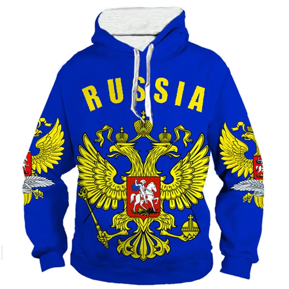 

Russia Flag Hoodie Golden Russian Two-headed Eagle Emblem Hooded Pullovers 3D Print CCCP RUS New in Hoodies & Sweatshirts Hoody