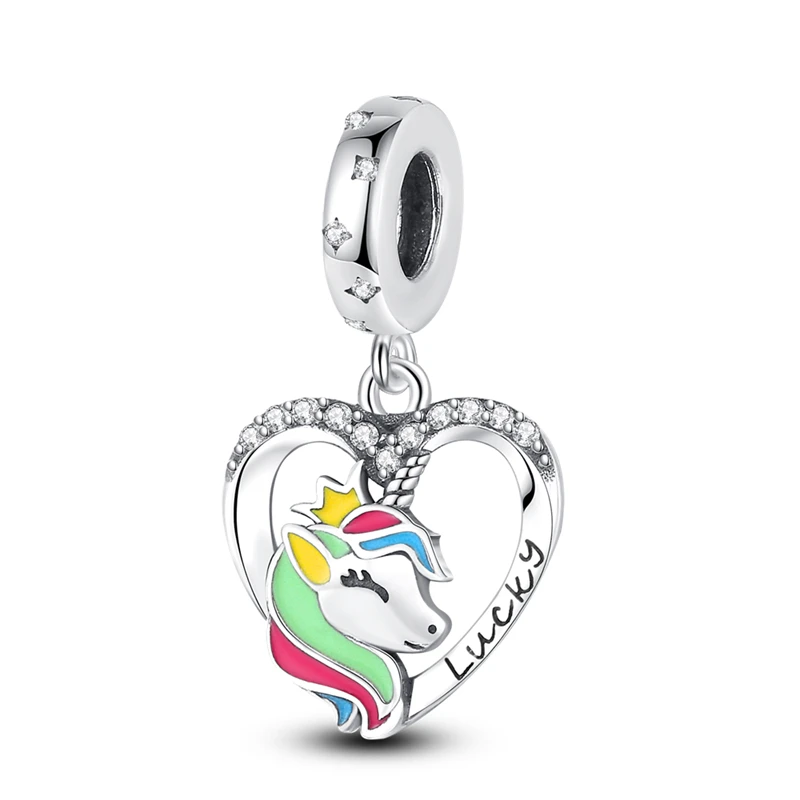 

Hot Sale 925 Sterling Silver Colorful Pony Charms Fit Original Pandora Bracelet For Women DIY Bead Fashion Jewelry