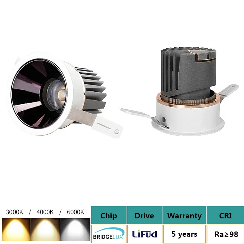 5 Years Warranty High Quality Deep Anti-glare LED Spotlight Home Recessed Downlight Ra98 Full Spectrum Commercial Down Spot Lamp 6