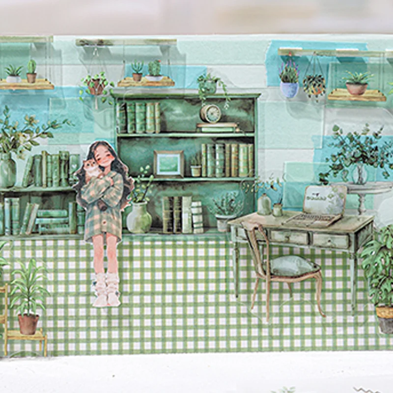 Mr Paper 18pcs/bag Soft House Time Series Home Landscaping Dual Material Die-cut Sticker Book DIY Handbook Scrapbook Card