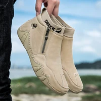 New Men Casual Shoes Leather Male High Top Sneakers Designer Fashion Loafers Lace Up Socks Shoes Men Ankle Boots ﻿