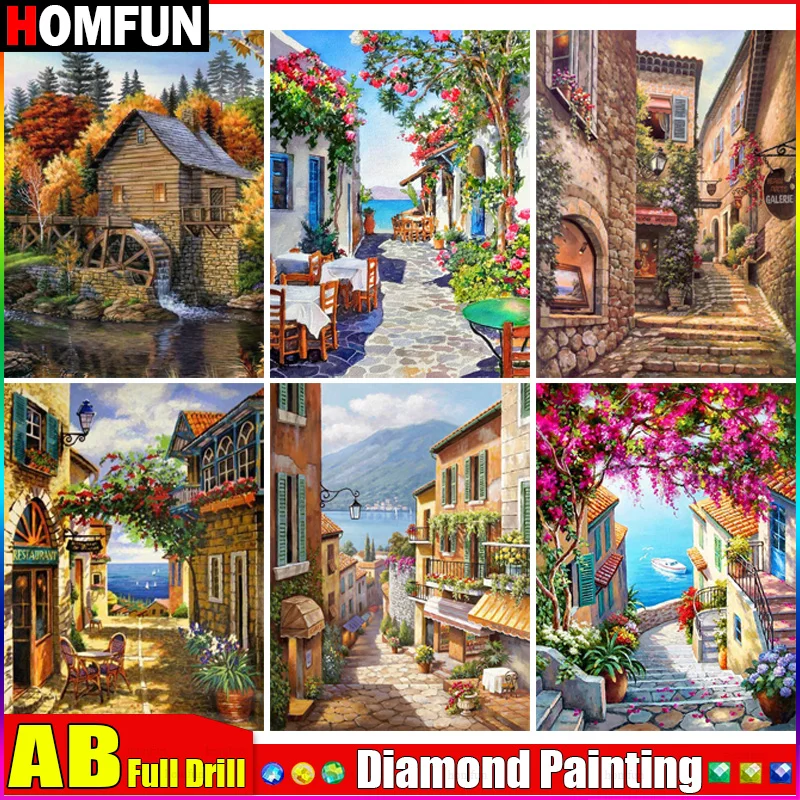 

Полноформатная Алмазная 5D картина HOMFUN AB «уличный цветок», вышивка крестиком, украшение для дома, ручная работа