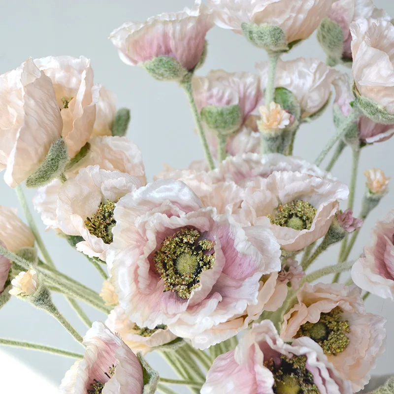 인조 꽃 양귀비 결혼 장식 신부 부케 웨딩 꽃꽂이 파티 테이블 액세서리, 양귀비, 5 개 