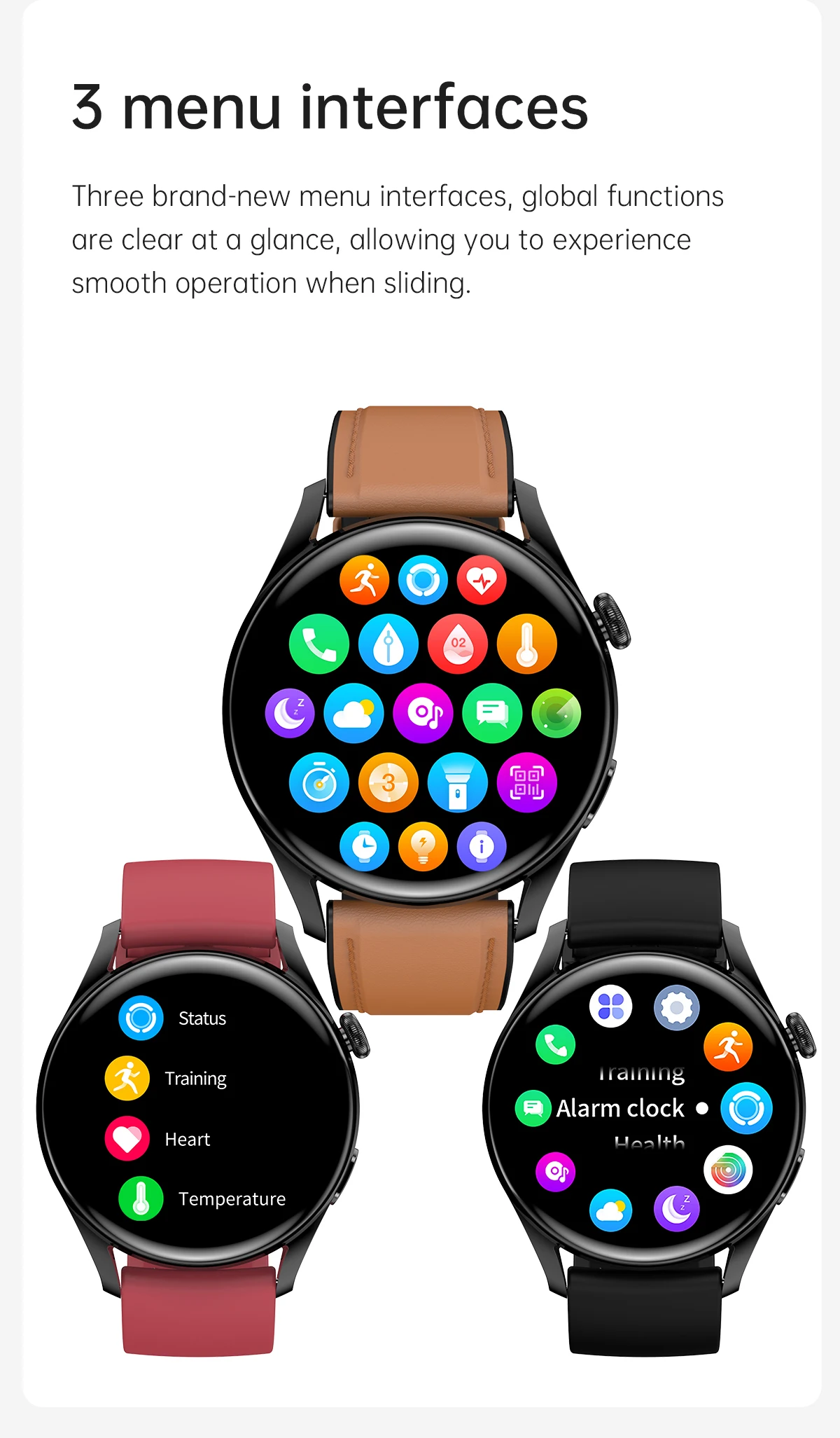 2022 Body temperature Bluetooth-compatibl calling Music control Heart rate Blood pressure  A variety of sports mode Smart watch