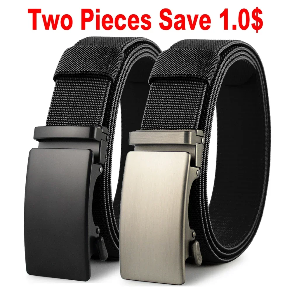 Versatile Stretch Nylon Belt with Auto-Lock Metal Buckle