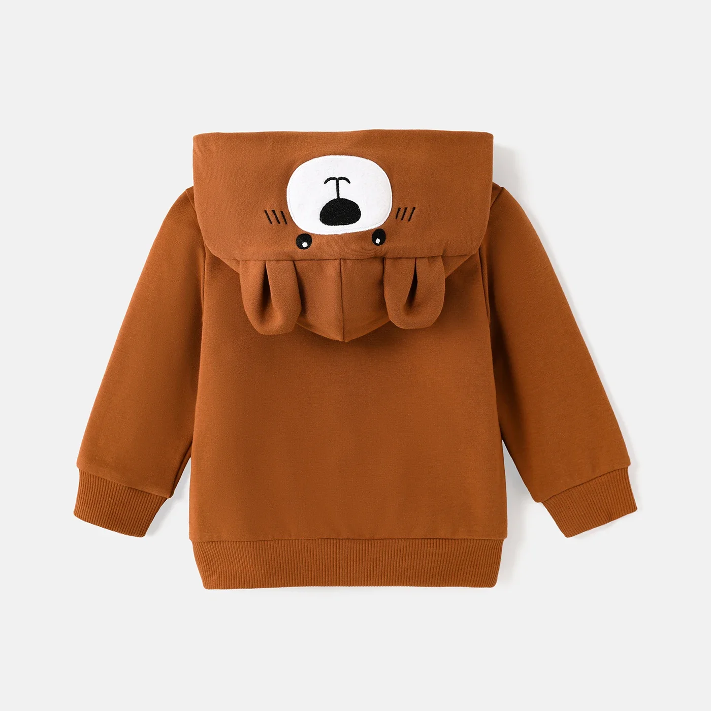 PatPat Baby Girl/Boy Bear Embroidered Ear Design Hooded Jacket for Outings and Daily Wear kids jackets