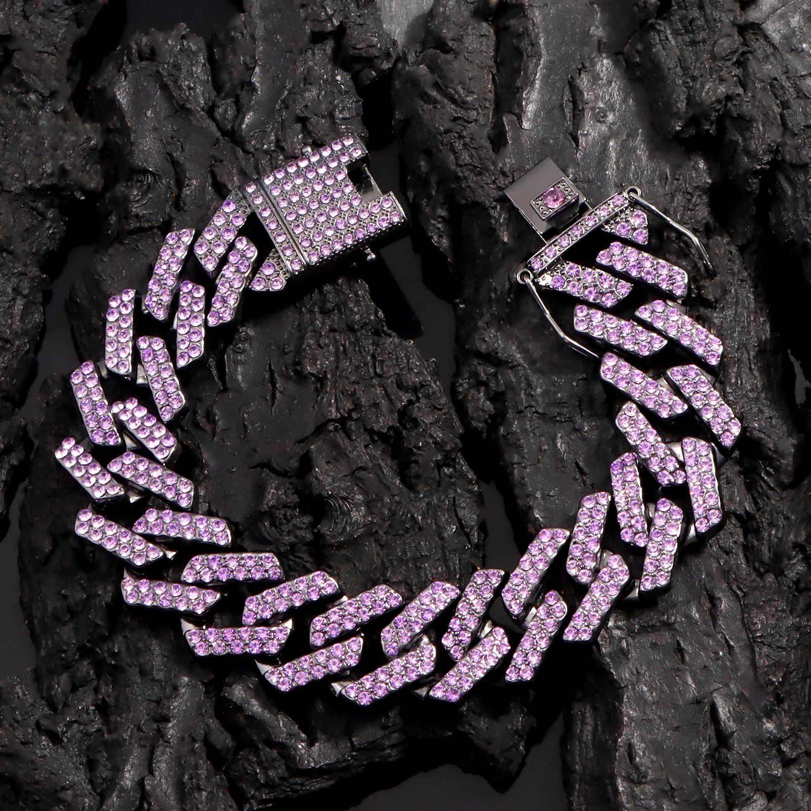 【BLACKPURPLE】BP Icebold Cuban Chain Bracelet Man 18mm Amazon.com: OWNCOOL 13mm Purple Cuban Link Bracelet Cuban