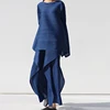 Miyake Pleated Women Two Piece Sets 2023 Summer Long Sleeve T-shirt Tops Ladies Loose Pants Original Designer Causal Clothes 1