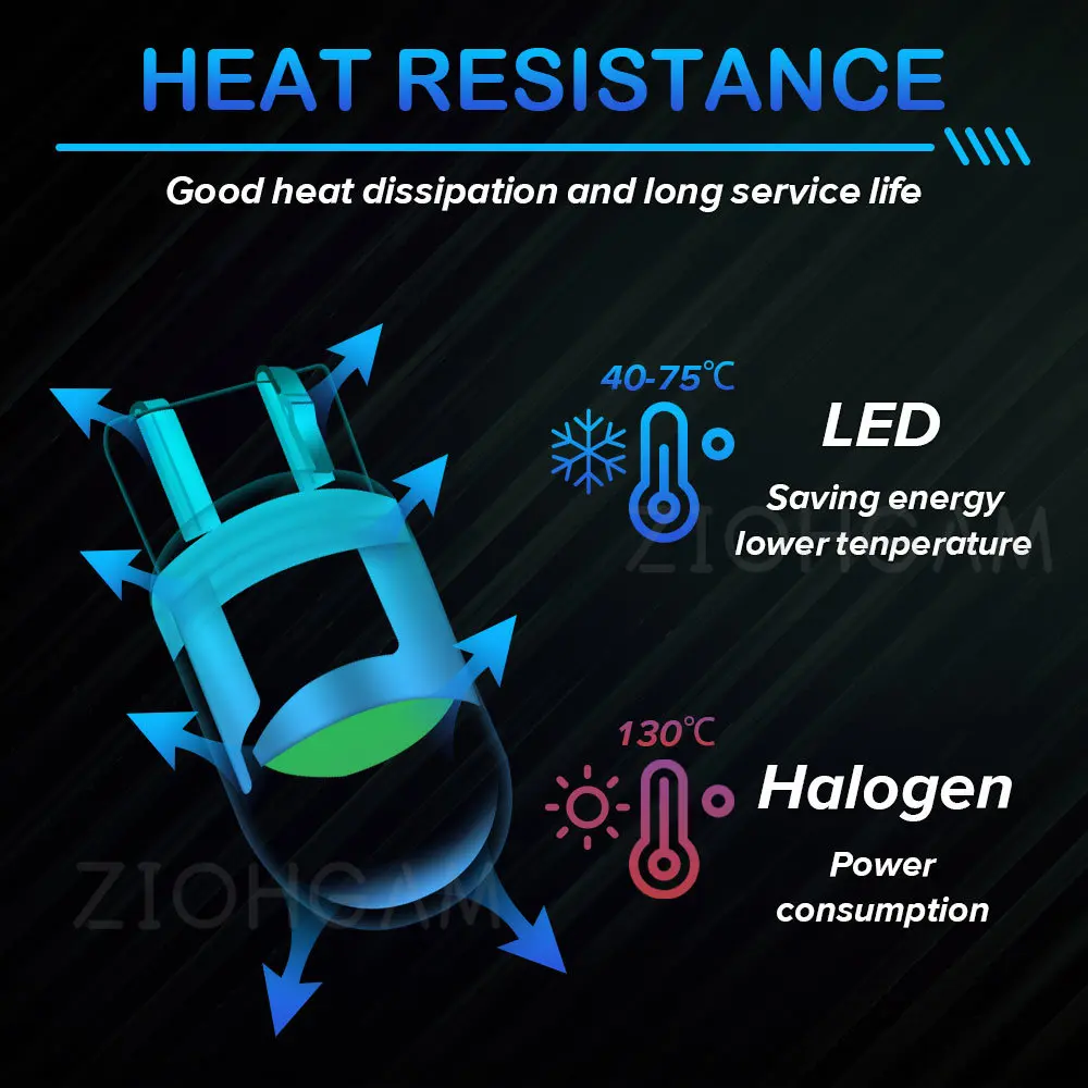 ZIOHGAM LED 194 전구 주차 실내 독서 돔 표시기, 테일 신호 램프, 자동차 번호판 조명, 자동 흰색, T10, W5W, 2 개