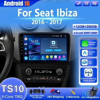Navigatore GPS Android 16 per Seat Ibiza 2016-2017, lettore multimediale video Auto Carplay, autoradio stereo, accessori auto.