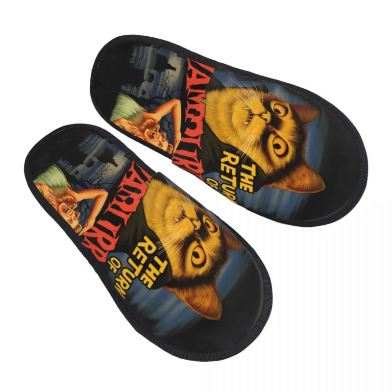 

Женские домашние тапочки с принтом Vampurr Cat, Уютные теплые пушистые тапочки из пены с эффектом памяти, обувь для дома и улицы