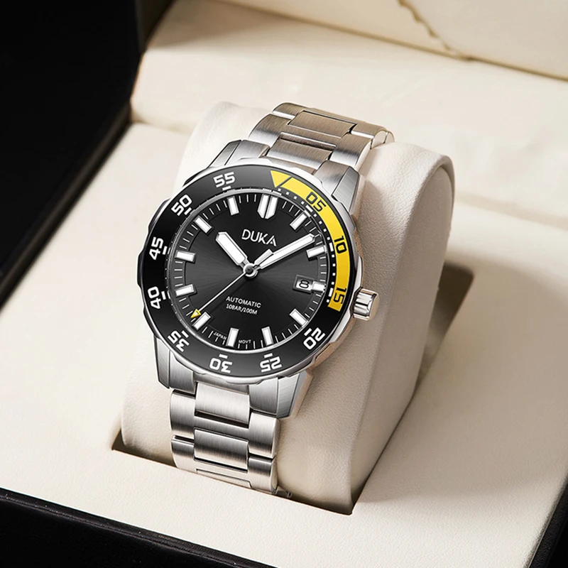 DUKA Watch Brand Luxury Automatic Watch Men's Mechanical Watch Men's Japan NH35 Ceramic Bezel 100m Steel Diving Watch 2023 New