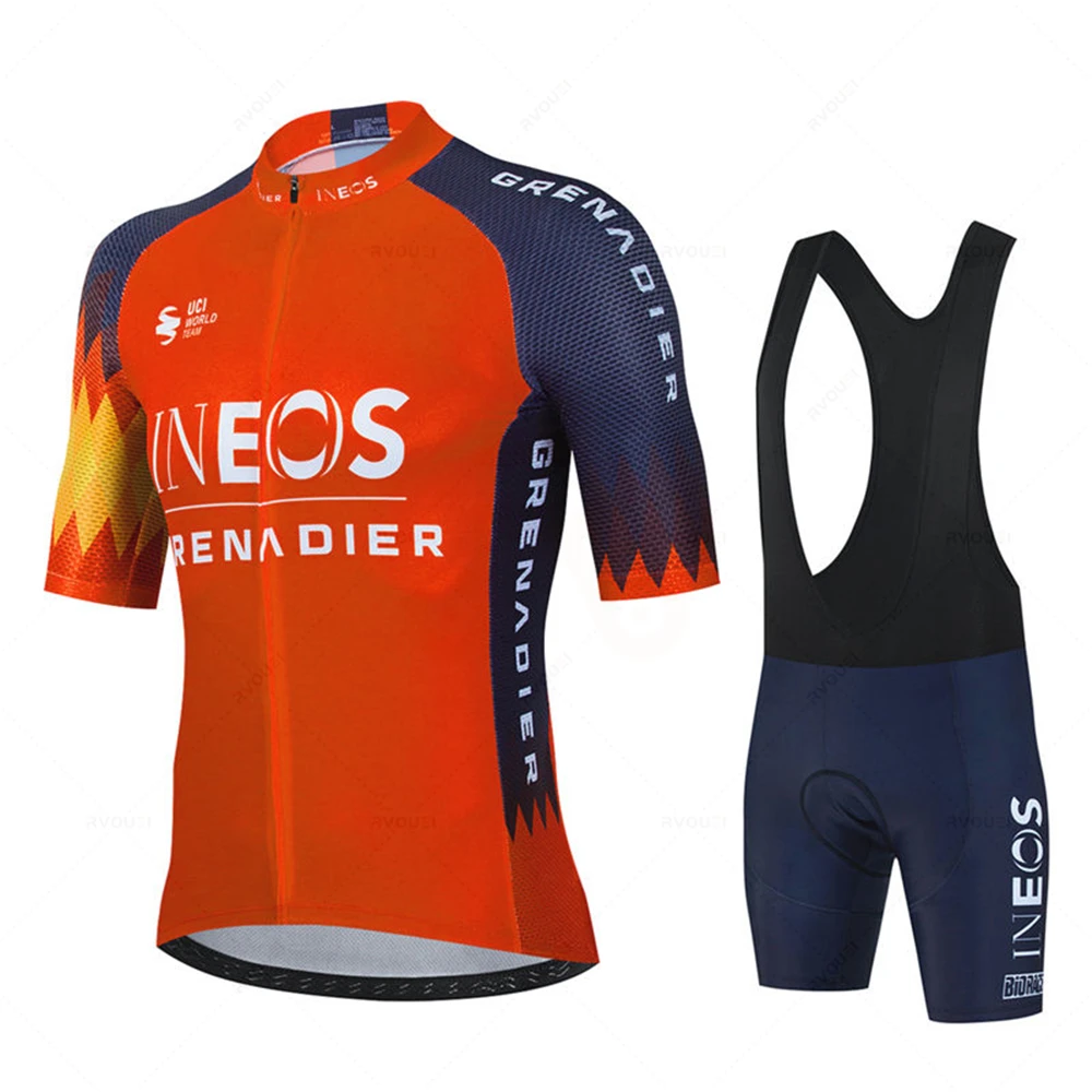 Cycling Jersey Set Breathable MTB Mountain Racing Bike Uniform Bib Shorts Men Bicycle Clothings Ineos Team Summer