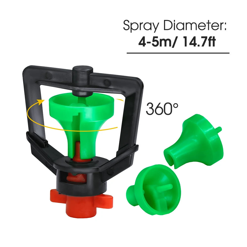 Description Picture 6 of item5PCS 360° Rotating Micro Sprinklers with 22cm Stakes Garden Lawn Greenhouse Watering Irrigation System Nozzle Big Green Wheel