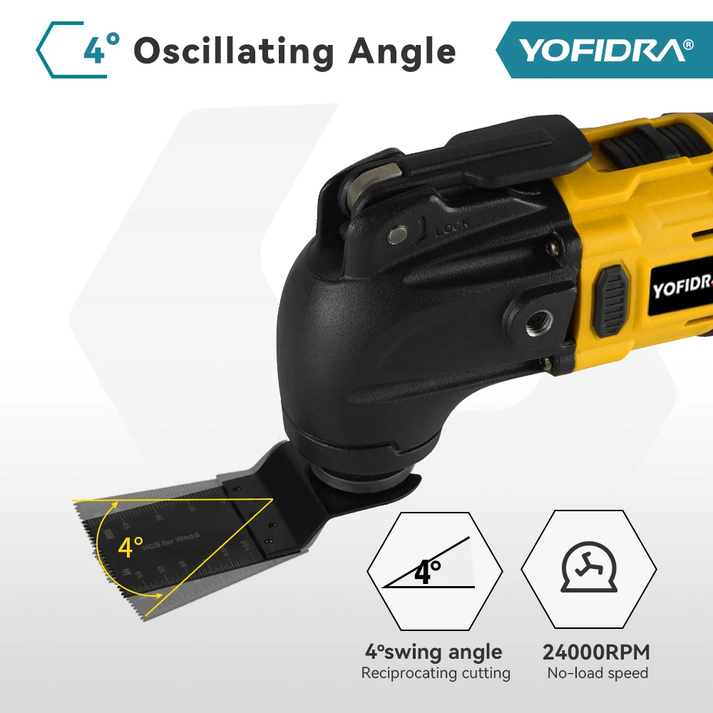 YOFIDRA Brushless Oscillating Multi Tool Cordless Vibration Woodworking Powerl Tool Electric Trimmer Saw for Makita 18v Battery 3