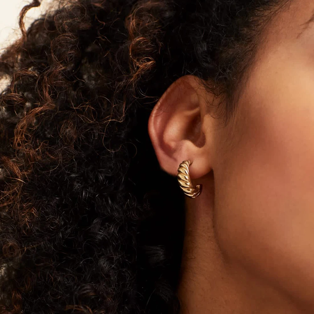 Geometric Earrings for Women Vintage Croissant Stainless Steel Hoop Earrings
