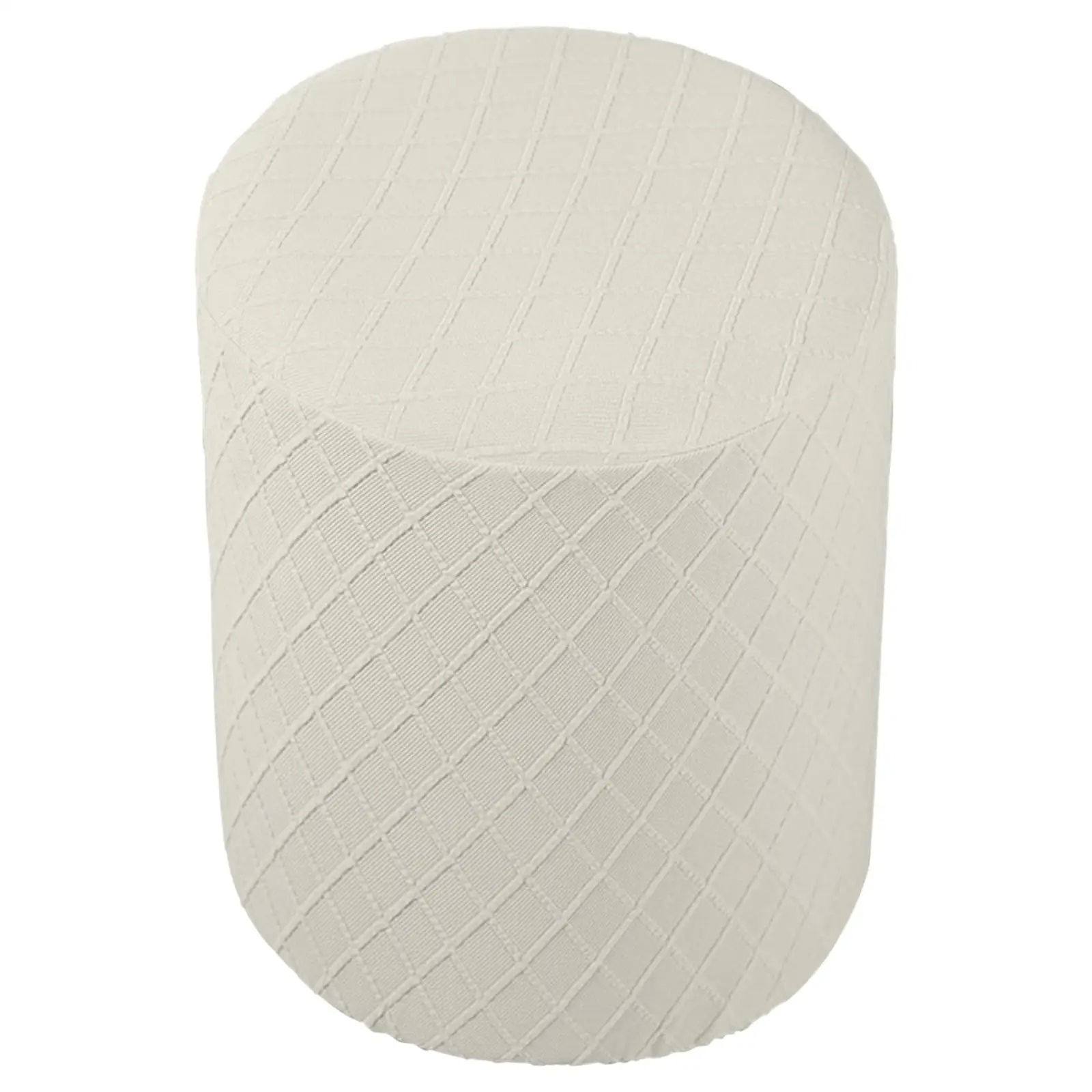Copri Pouf Rotondo Elasticizzato - Jacquard Lavabile, Grigio Chiaro, Taglia X-Grande - Foto 5