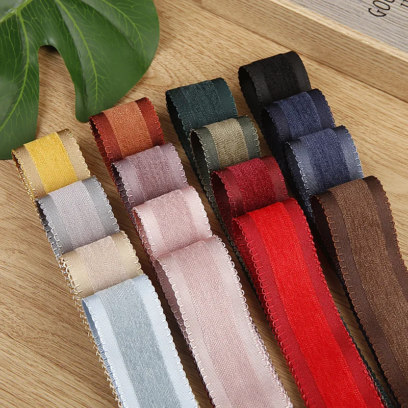 단색 플로킹 벨트, 물결 모양 가장자리 리본 헤어 보우, DIY 공예, 수제 액세서리 재료, YM2022100701, 5 야드, 25mm, 38mm