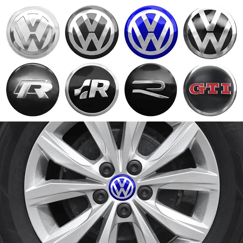 Car Wheel Center Cover Stickers Hub Cap Car Accessories For Volkswagen R Golf 4 Motion GTI Polo Touran Octavia 4pcs 56/60/65mm wheel hub covers wheel hub caps