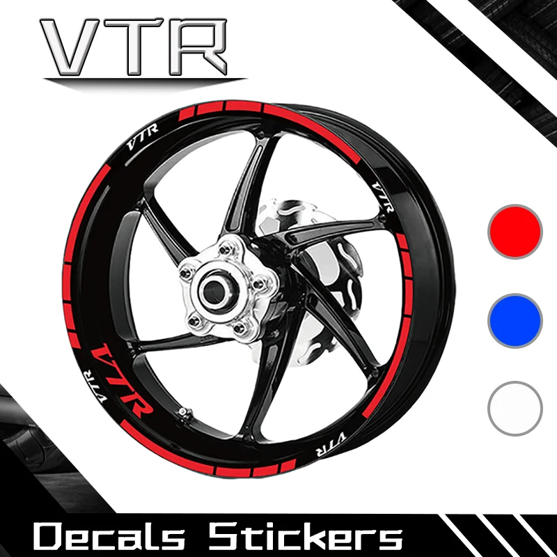 Motorcycle Wheel Stickers For VTR VTR1000 1000F Front Rear Wheel Stripes Waterproof Reflective Decals Stickers Set
