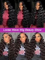 Perruques de cheveux humains brésiliens bouclés ondulés 40 pouces HD Loose Deep Wave 13x6 Lace Front, dentelle transparente HD 13x4 360 pour femmes, densité 250%, pré-plumées avec baby hair, 100% naturelles. 7