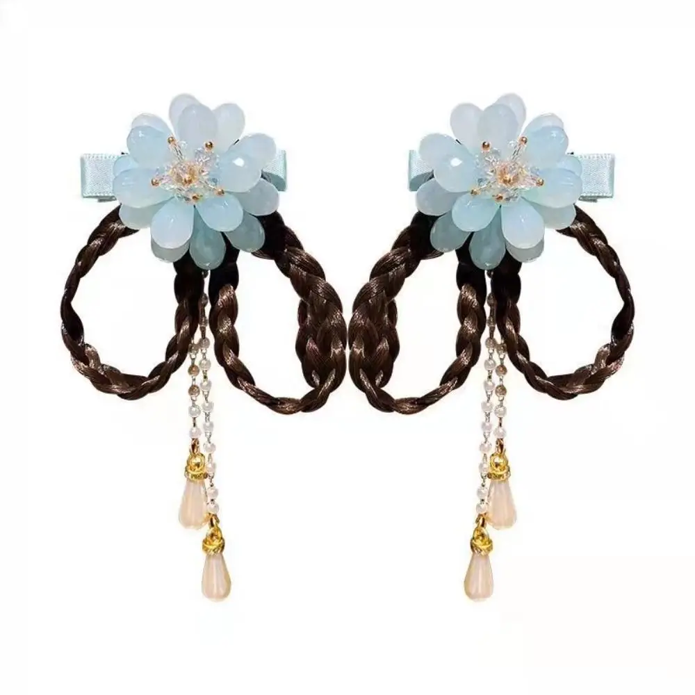 2 Pcs/Set Children Cute Chinese Style Wig Pendant Flower Hair Clips Girls Lovely Sweet Barrettes Hairpins Kids Hair Accessories 6