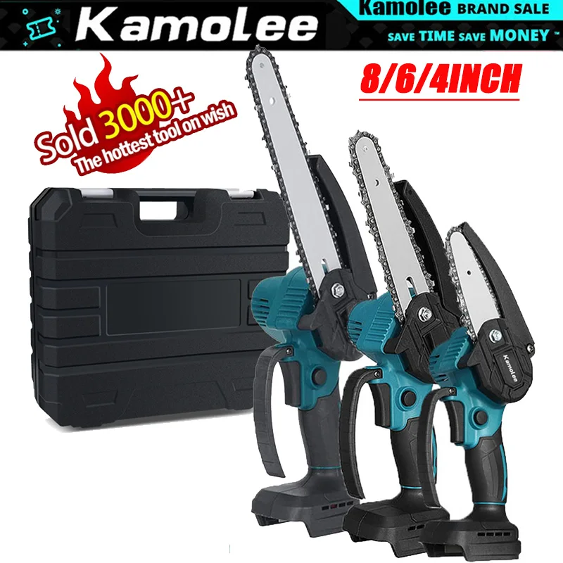 Kamolee-마키타 18V 배터리 사용 브러시리스 미니 체인톱, 24V, 4/6/8 인치, 나무 커터, 전정 정원 전동 공구