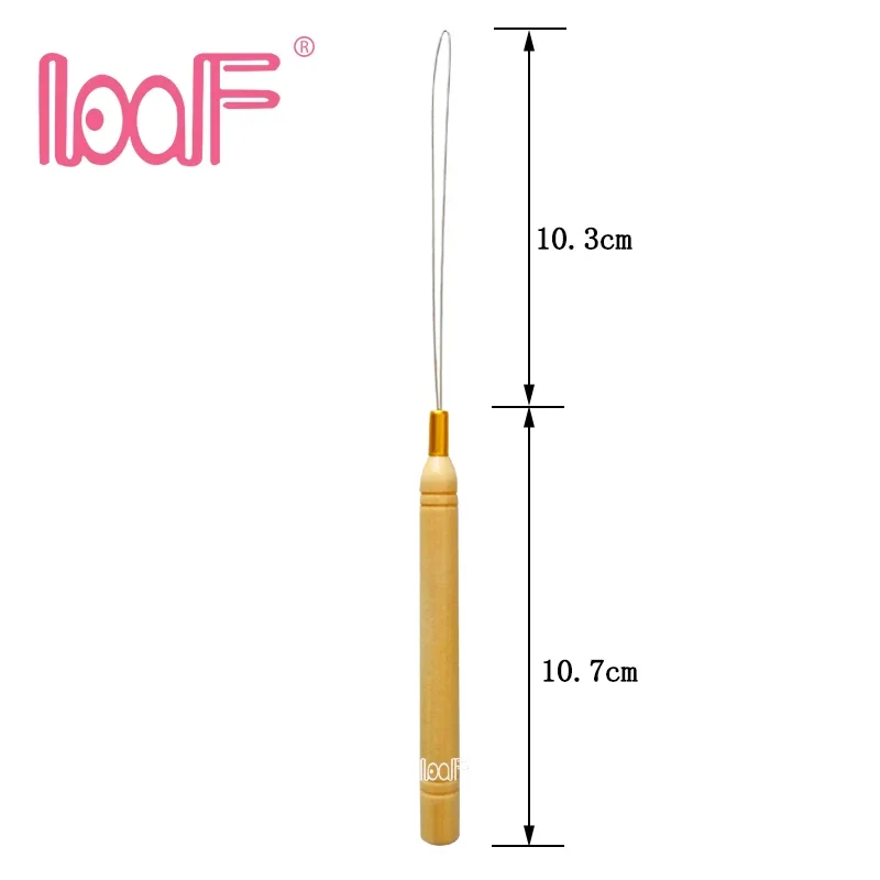 1pcs Wooden Handle Pulling Needles holder for Micro Rings/Loop Hair Extensions Iron Wire Threader Hook Hair Extension Tools hair extensions tool
