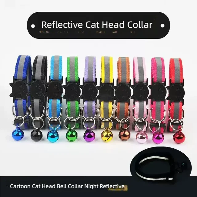 Reflective Cats Bells Collars Adjustable Dog Leash Pet Collar for Cats and Small Dogs Pet Supplies Reflective Cats Bells Collars Adjustable Dog Leash Pet Collar for Cats and Small Dogs Pet Supplies