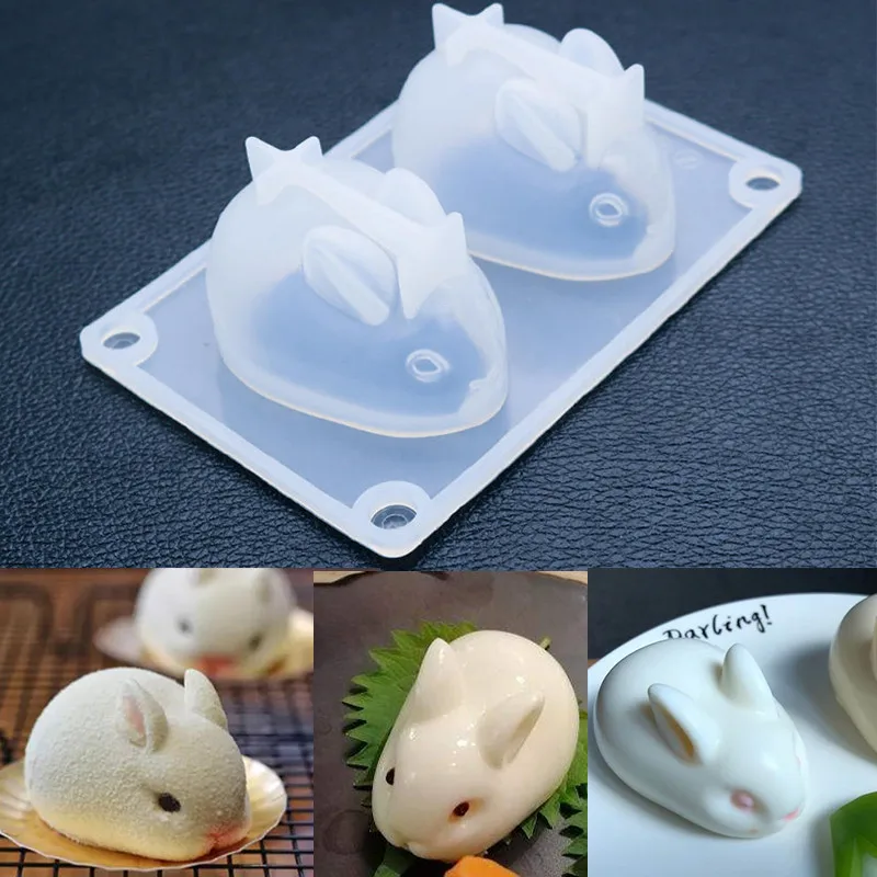 3D Silicone Mold Lovely Rabbit Pig Animal Mold Ornament Mold Cake Decoration Tools Silicone Mould Resin Cake Mold Kawaii Gift