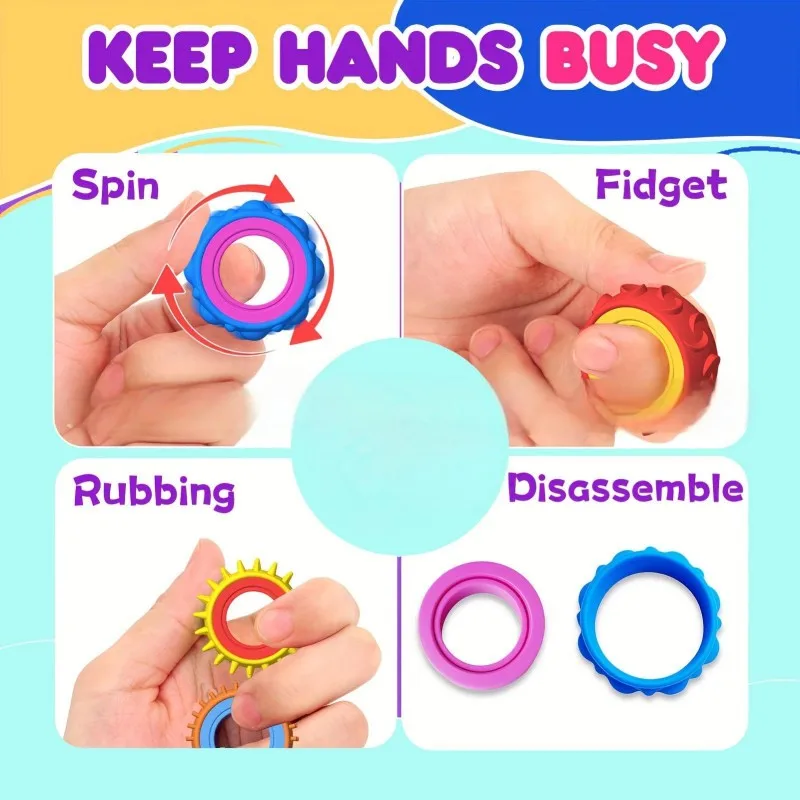 Fidget Rings Sensory Spinner Toys for Stress Relief and Focus Enhancement