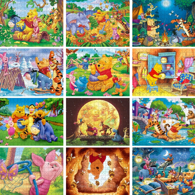 

Winnie The Pooh Puzzles Disney Movie Cartoon Tigger Piglet Picture 300/500/1000 Pieces Jigsaw Puzzles Children's Handmade Toys