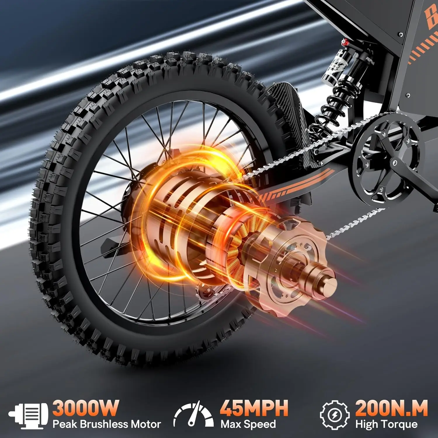 Electric Dirt Bike for Adults 45 MPH 20"/25" Fat Tire 3000W Electric Motorcycle 60V 35AH Dual Hydraulic Brakes Full Suspension