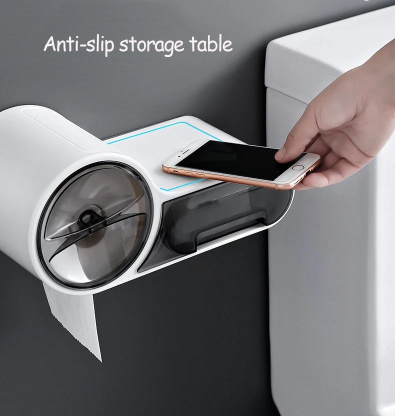 S6b8d7f1fa4734e1c99a8308c82e12ebcH Wall Mounted Bathroom Toilet Paper Holder Paper Tissue Box Plastic Toilet Dispenser Roll Paper Storage Box Free Punching Mallzona