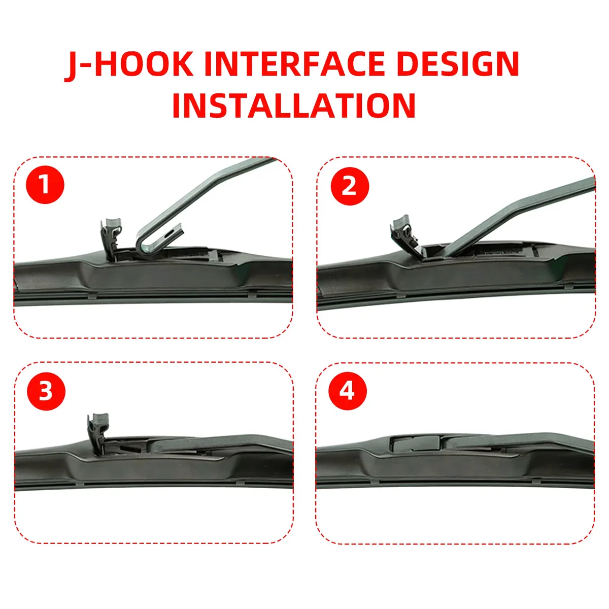 General J/U-Shaped Hook Wiper Blade Windshield Rubber Three-Stage Wiper Blade Wipers "14" 16 "17" 18 "19" 20 "21" 22 "24" 26" 6