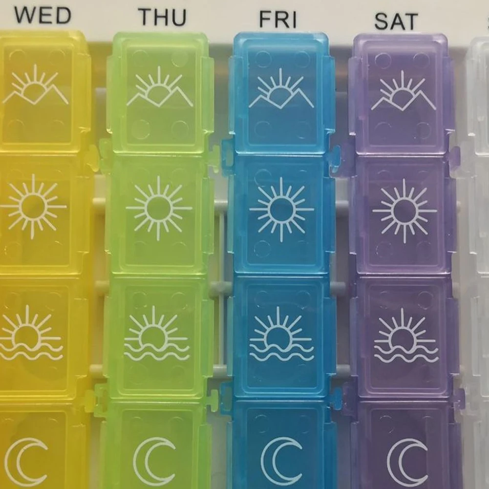 7 Days Tablets Organizer 28 Grids Weekly Tablets Storage Pill Dispenser ...